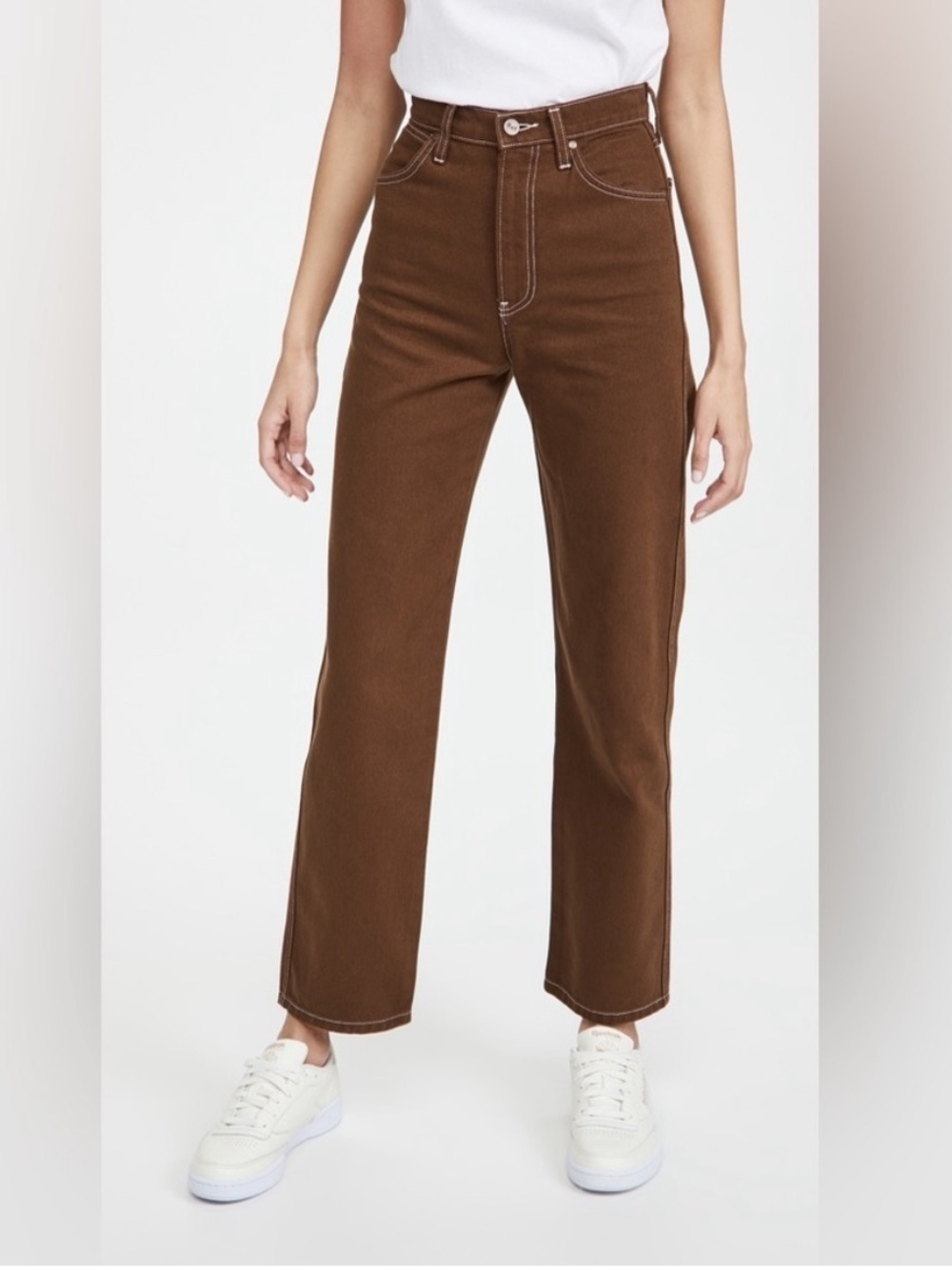 Reformation Cowboy High Rise Straight Jeans Chocolate